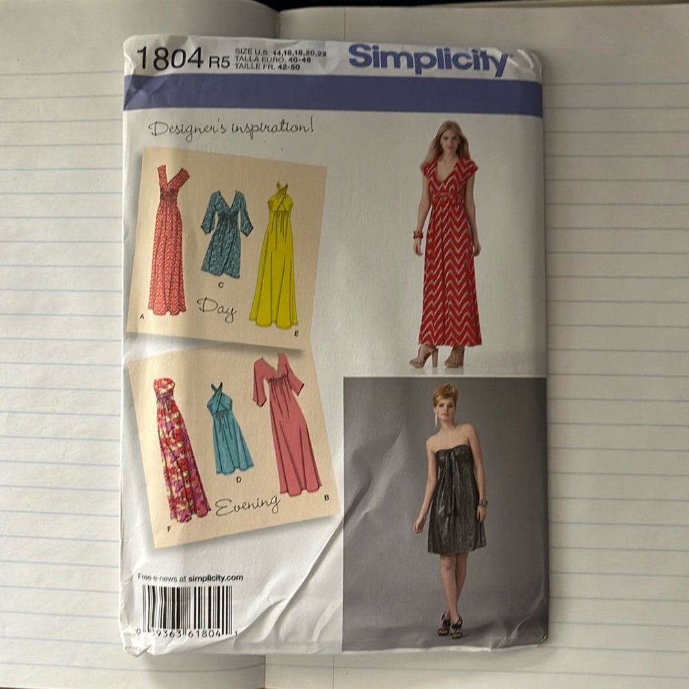 Simplicity Strapless Dress Pattern in Red and Gray